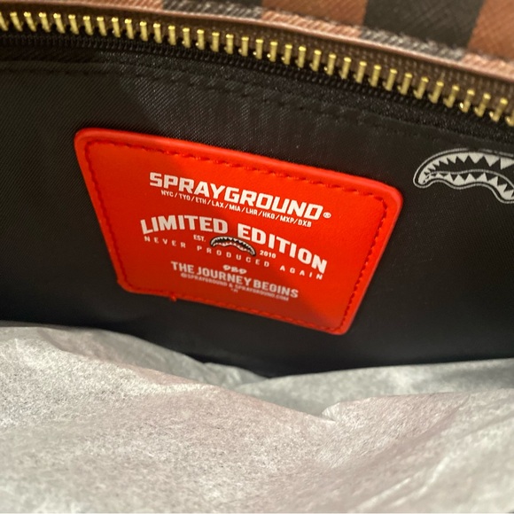 Brown Checkered Sharks in Paris Bags Set by Sprayground - Picture 3 of 12